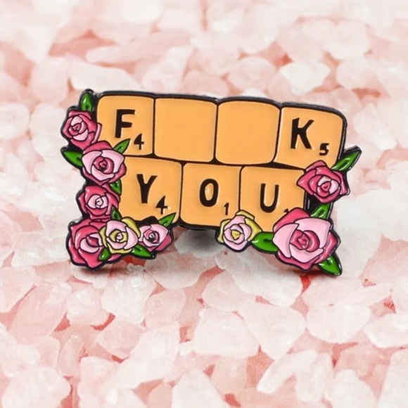 1 LEFT‼️ Funny Rude Large Scrabble Enamel Pin F*CK YOU - Picture 3 of 10